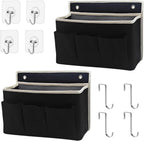 2-Pack Wall Hanging Organizer Bag/Hanging Baskets with Large Mesh Compartment & 3 Pockets，Over the Door Organizer Space Saving Storage for Bedroom,RV Camper, Closet (Black - 2 Pack)