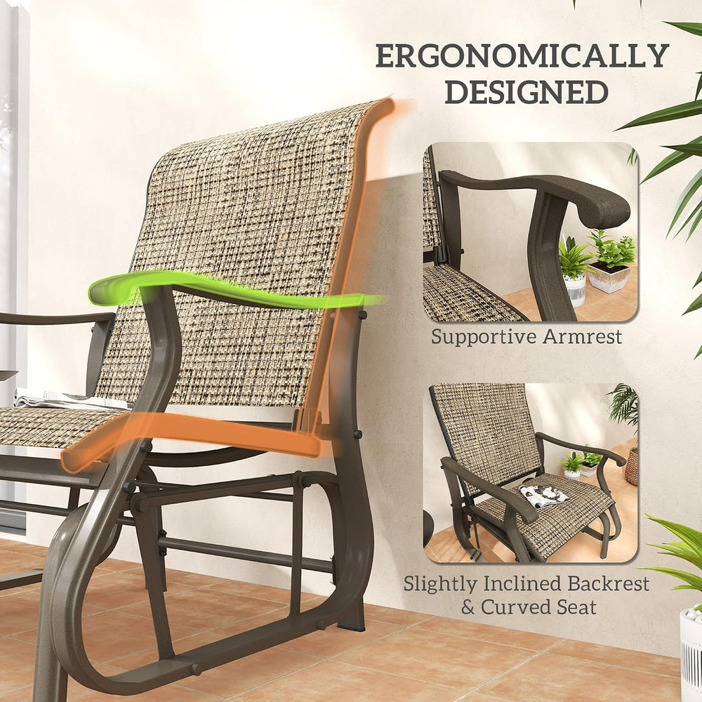 Outsunny Outdoor Glider Chair Patio Garden Steel Frame Light Mixed Brown | Gl...