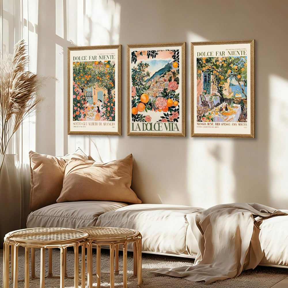 SYWENNOI Triptych, Italian Landscape Framed Cnavas Wall Art, 20x30 in each
