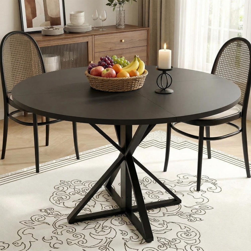 GarveeHome 47 Inch Round Dining Table for 4, Circle Kitchen Table with Pedest...