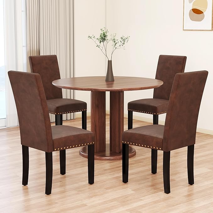 LSSBOUGHT Dining Chairs Set of 6, Modern Dining Room Chair,Upholstered Pu Lea...