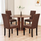 LSSBOUGHT Dining Chairs Set of 6, Modern Dining Room Chair,Upholstered Pu Leather Kitchen Chair with Vintage Copper Nail for Restaurant & Cafe(Brown,6pcs)
