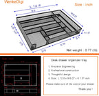 Metal Mesh Desk Drawer Organizer Tray, 6-Compartment Office Drawer Organizer for Pens Supplies, 12.6"x8.27"x1.57" Black