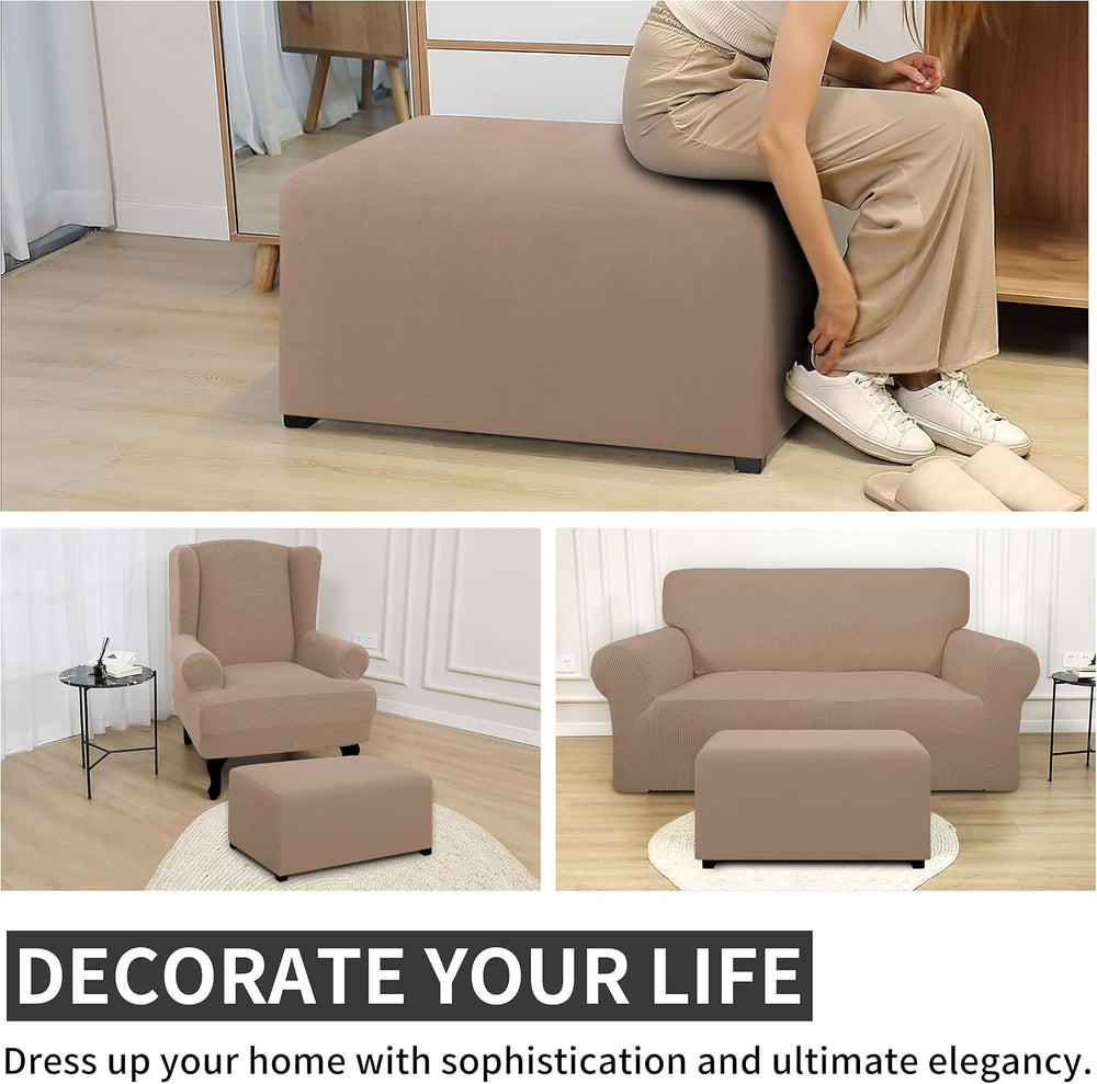Easy-Going Waterproof Stretch X-Large Rectangle Ottoman Cover Footstool