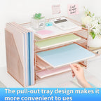 OPNICE 5-Tier Paper Organizer with Magazine Holder, Desk Organizers and Accessories, Office Desk Accessories & Workspace Organizers, Desktop File Organizer for Office Supplies Storage, Rose Gold