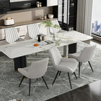 Mid Century Modern Dining Chairs Set of 4, Soft Cushion Upholstered Fabric Kitchen Chairs, White