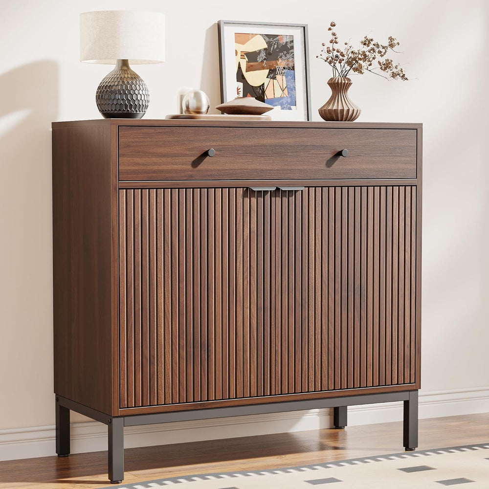 Mericonia Sideboard Buffet Cabinet Storage, Modern Console Fluted Credenza