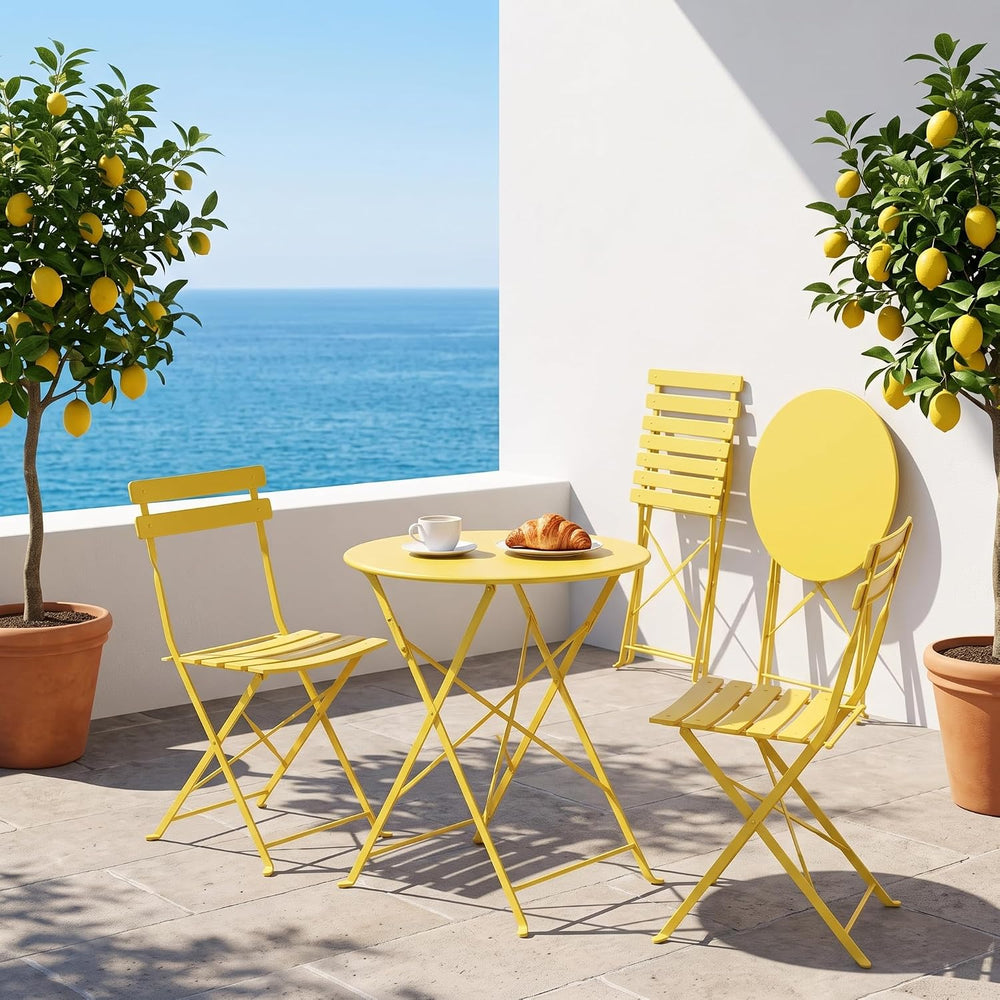 Bistro Table & Chairs Set of 2, Folding Outdoor Patio Furniture