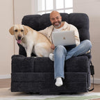 DYNOX 500 LBS Power Lift Recliner for Big & Tall Seniors, 3-Motor Lay Flat Chair with Heat, Massage & Extended Footrest (9505L,Chenille Fabric,Grey)