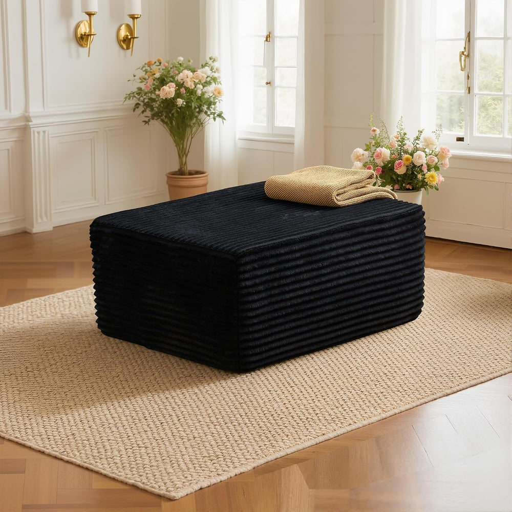 37" Square Cloud Couch Ottoman Footstool, Upholstered Foam Filling Footr...