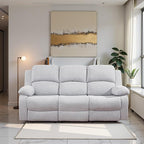 Recliner Sofa Set Couches for Living Room Chair Line Fabric Living Room Furniture Sets, Adjusted Loveseat Reclining Couch Furniture Sofa Set for Theater Seating, 3-Seater, Grey White