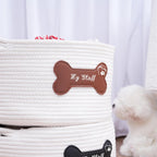 JUPPE Pet Dog Basket with Personalized Name, Dog Toys Storage Organizer Custom Cotton Rope Basket Nursery Decor (Pet Dog Basket)