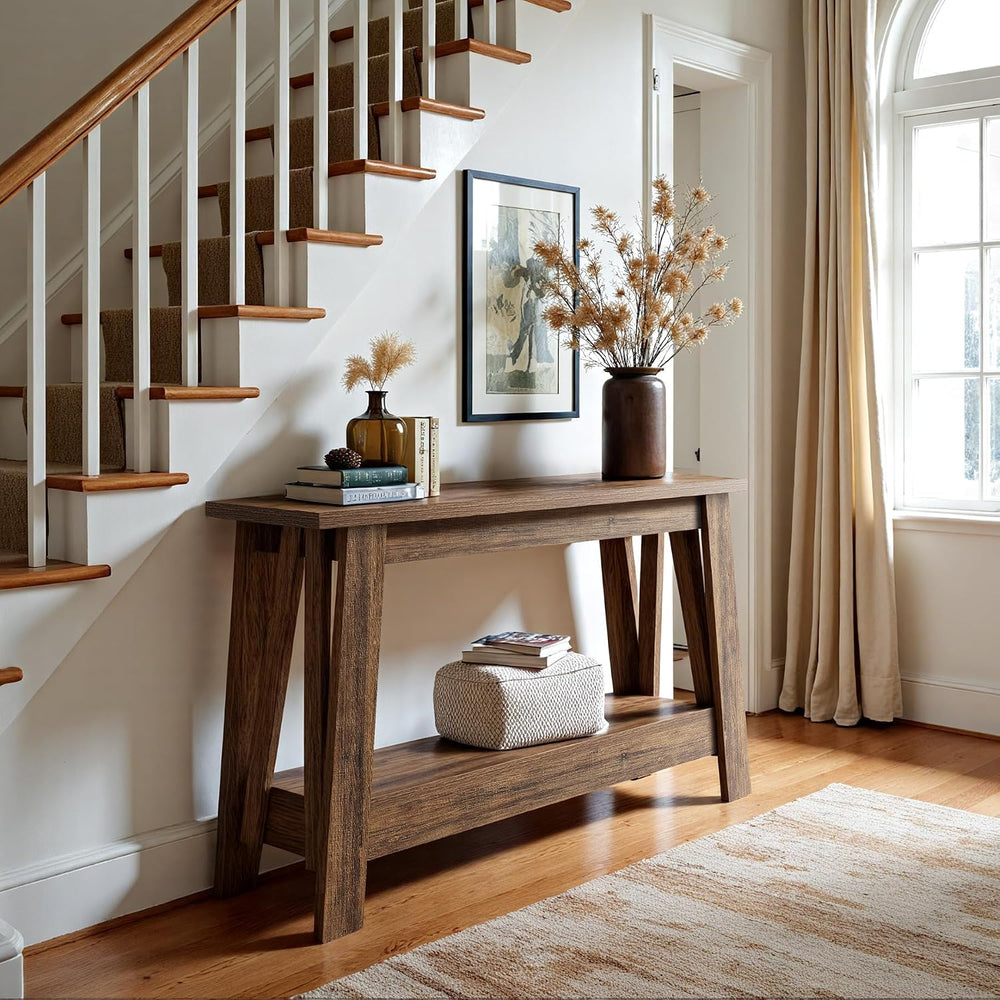 Tribesigns 41.3-Inch Farmhouse Entryway Table, 2-Tier Narrow Console Table Be...