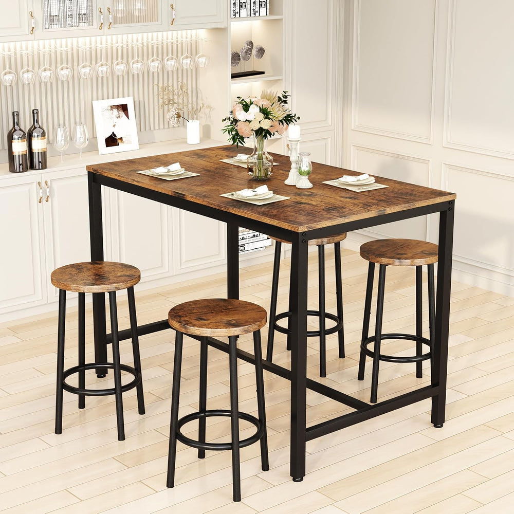 Lamerge Bar Table Set,Industrial Bar Table and Chairs Set,5 Pcs Dining Table ...