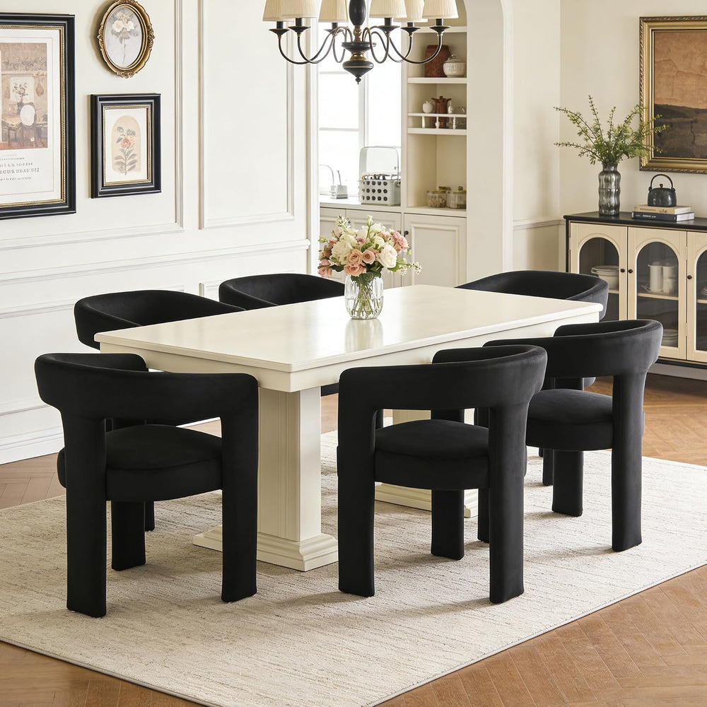 Modern Barrel Dining Chairs Set of 6, No Assembly Velvet Upholstered Dining R...