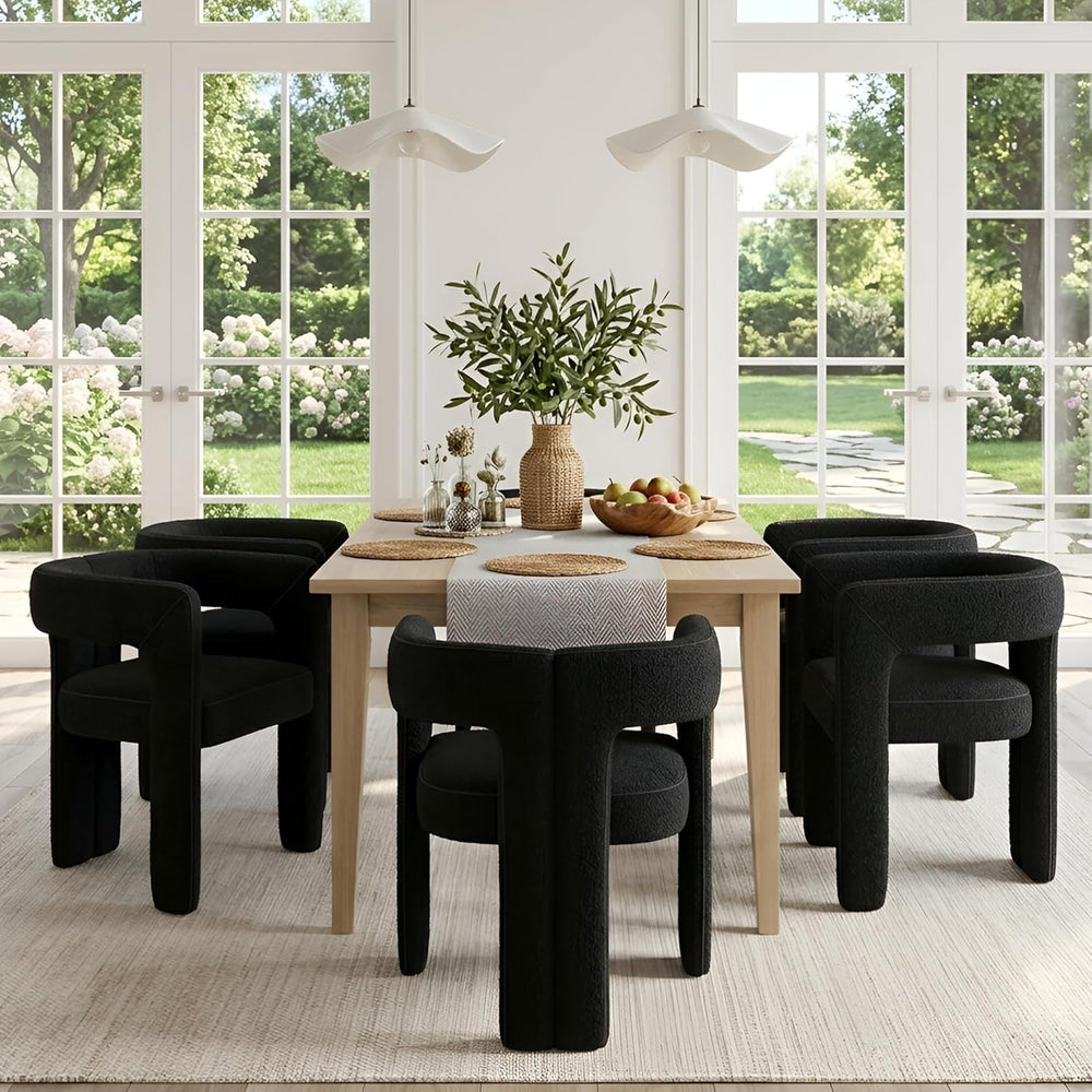 VESCASA Modern Barrel Dining Chairs Set of 2 with Open Back, Upholstered Bouc...