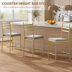 GarveeHome Bar Stools Set of 4, Counter Height Bar Chairs with Back and Thick Cushion, Upholstered Dining Chairs with Padded Seat, Barstools for Kitchen Island, Bar, Dining Room, Retro Gold