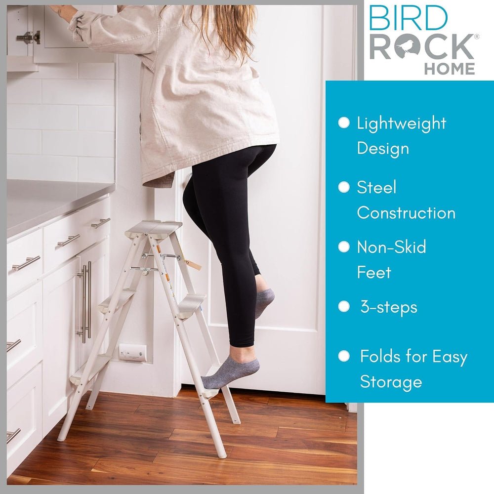 Compact 3 Step Ladder Folding Step Stool for Kitchen, Pantry, Closet, or Home...