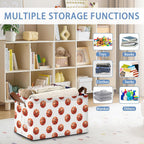 Basketball Collapsible Storage Box,Organizer Bin with Handles for Room Decoration,Bins Book Basket Box 17x11.5x10Inch