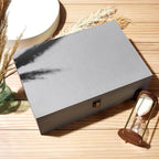 makerflo XL Grey Pine Wood Memory Box with Black Felt Inside, Hinged with Clasp, Keepsake Wooden Box Ideal for Craft and Personalization (Laser Engraving, Epoxy, UV DTF, and Vinyl) – Pack of 12
