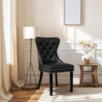 SyMax Dining Chairs Set of 4, Faux Leather Parson Dining Room Chairs, High-End Tufted Kitchen Side Chairs for Bedroom, Living Room, Black