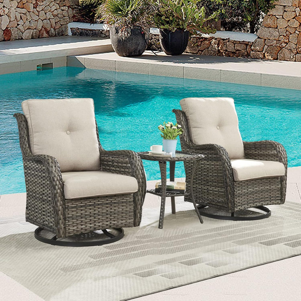 Outdoor Patio Swivel Rocker Chairs - Wicker Rattan Patio Swivel Rocking Chair...