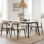 UVV Dining Chairs Set of 2, Metal Kitchen Chairs with Modern Fabric Upholstered for Dining Room, Beige
