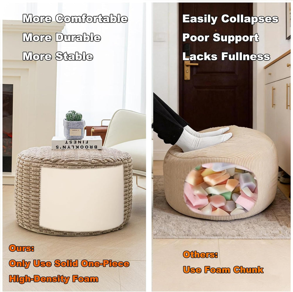 Asuprui Pouf Ottoman Round Foam Filled Foot Rest Stool Floor Pouf Footrest | ...