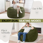 3FT Bean Bag Chair,Giant Bean Bag Chairs for Adults,Big Bean Bags with Memory Foam Filled, Large Beanbag Chairs with Chevron Plush Cover-Green