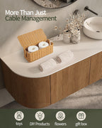 YECAYE Handwoven Rattan Style Cable Management Box, Decorative Storage Cord Organizer Box for Power Strips & Cords, Cord Hider for Home, Kids & Pet Safety, DIY-Friendly Cord Management