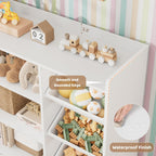 HITHOS 55" W Kids Toy Storage Organizer, Large Toy Box with Bookshelf, Toy Chest with 3 Cubes Storage Organizer, 6 Toy Organizers and Storage Bins, 4 Rolling Drawers for Kids Room, Playroom, White