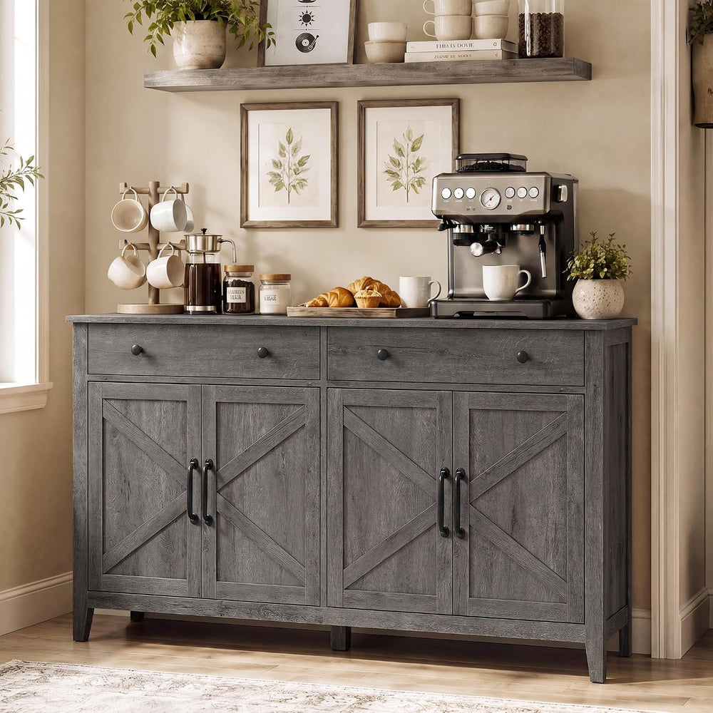 VASAGLE Farmhouse Buffet Cabinet, Coffee Bar with 2 Drawers