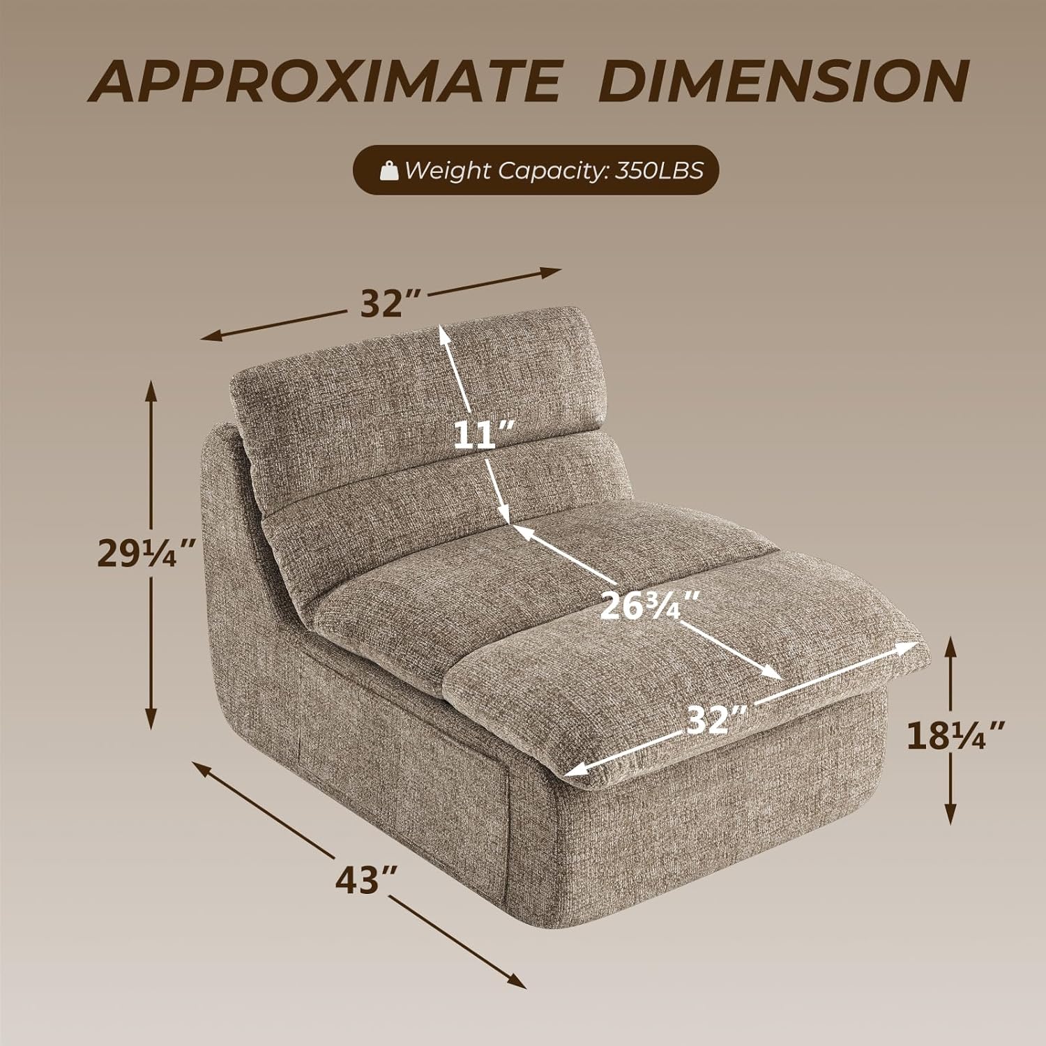 Furnimart High Density Foam Bean Bag Chair for Adults, XXL Boneless Floor Lounger with Ergonomic Back Support, No Sag Compression Foam, No Assembly, Washable Chenille Cover (Taupe)