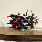 Mango Steam Elegant 10 Bottle Wine Rack Holder for Countertop and Fridge Storage - Silver Chrome