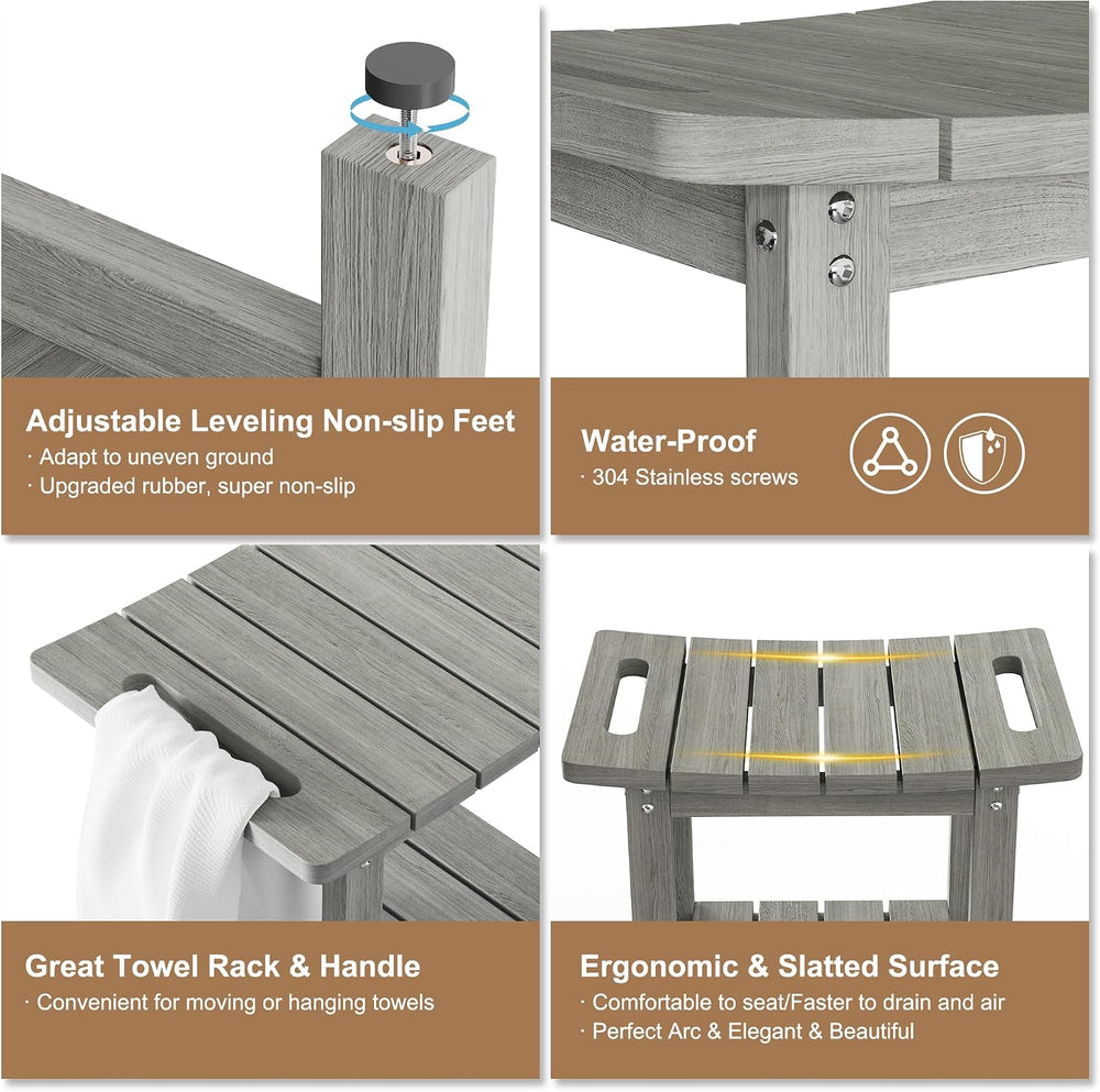 HIPS Shower Benches for Inside Shower, Shower Stool with Space-Efficient Stor...