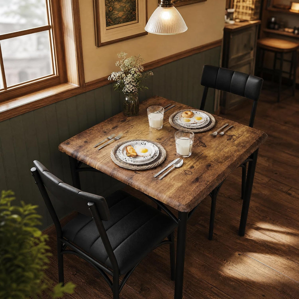 GarveeHome Dining Table Set for 2, Kitchen Table with 2 Upholstered Chairs, W...