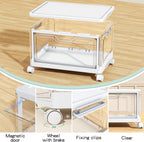 Clear Storage Bins with Lids,4 Tier Plastic Bins with Wheels,Stackable Storage Bin,Closet Organizers Box for Bedroom,Living Room,Toy,23 QT Folding Box with Magnetic door