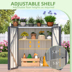 AECOJOY Outdoor Storage Cabinet Waterproof, Potting Workbench Table with Adjustable Shelves, Outside Metal Sheds & Outdoor Storage Garden Cabinet for Gardening Tools and Plants, Dark Grey