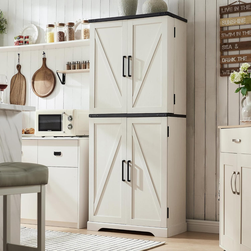 ACCOHOHO 72" Tall Wooden Pantry Storage Cabinet with Door Shelves & ...