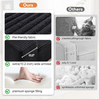 72.8" Convertible Chaise Lounge Sofa Bed, Corduroy Sleeper Boneless Couch with Removable Pillow & Movable Table Tray, Deep Seat No-Assembly Sofa for Living Room, Bedroom, Apartment, Black