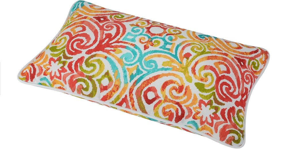 Outdoor Lumbar Pillow with Insert 12x20 Inch Pack of 2-Corinthian Dapple