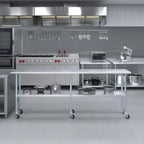 AmGood 96" Long x 18" Deep Stainless Steel Table with Casters