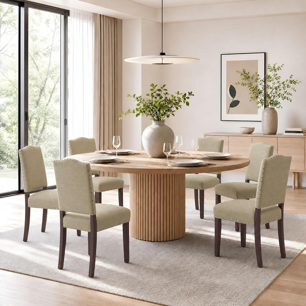 Upholstered Dining Chairs Set of 6 with Thickened Seat Cushion