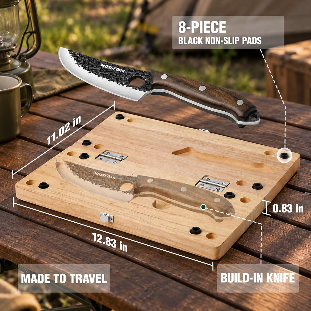 Mossy Oak 6-Inch Hand Forged Chef Knife with Foldable Cutting Board