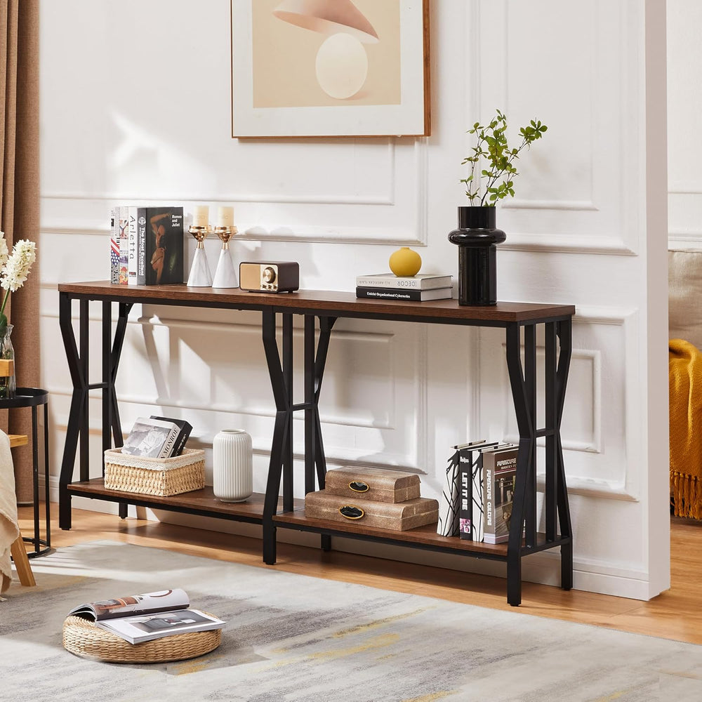 HOMISSUE Sofa Console Table, 70.9" Extra Long Sofa Table with 2-Tier Sto...