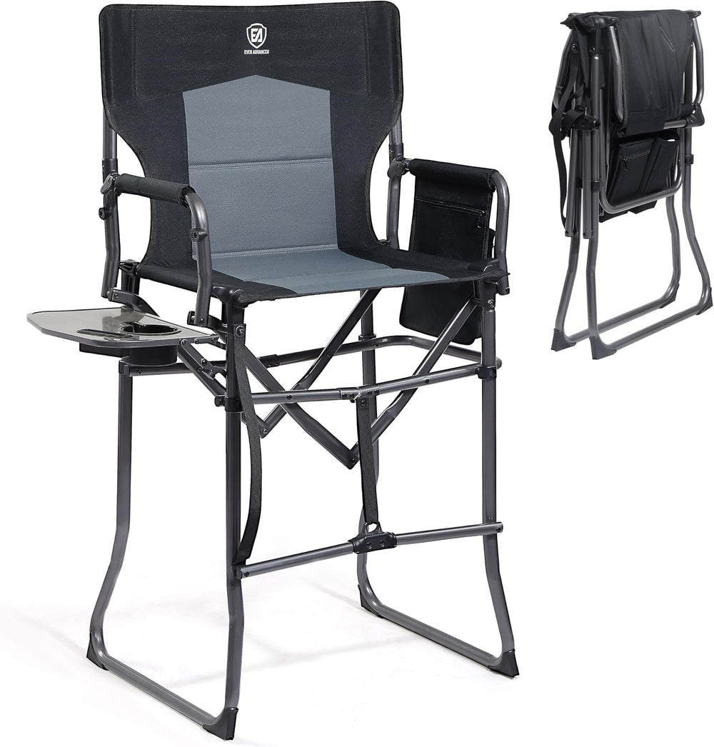EVER ADVANCED Portable 30.7" Seat Height Tall Camping Directors Chair | ...