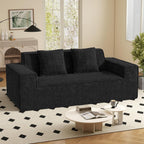 Luxanimarion 77'' Modern Small Cloud Loveseat Sofa, Boneless Love Seat | No Assembly Required Comfy Couches Includes 2 pcs Pillows for Living Room, Bedroom, Apartment, Polar Fleece Black