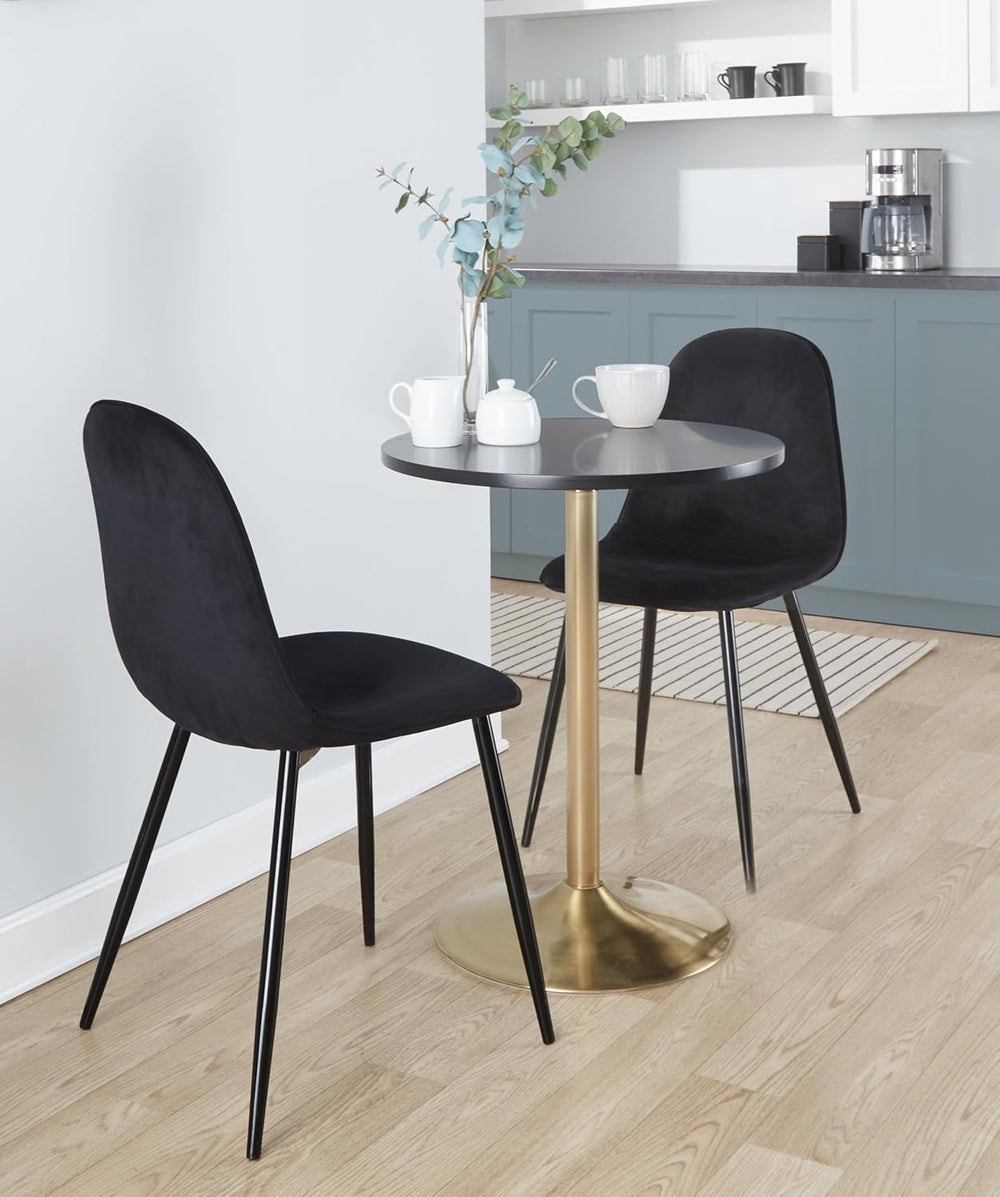 Adjustable Dining/Bar Table Gold Base, Wood Top Black | Adjustable 30 in dini...