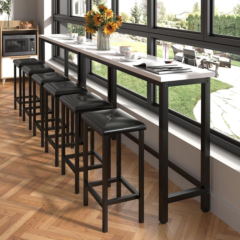 HUGROVE 4-Piece Bar Table and Chairs Set with 3 PU Upholstered Bar Stools, 60...