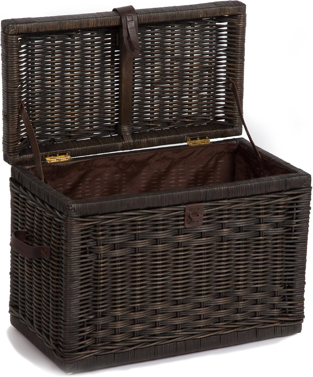 The Basket Lady Wicker Storage Trunk, M, Walnut Brown - fully assembled | Out...